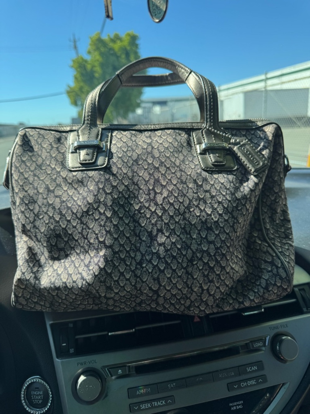 COACH Taylor PYTHON Satchel Shoulder Handbag Gunmetal Leather Trim EUC